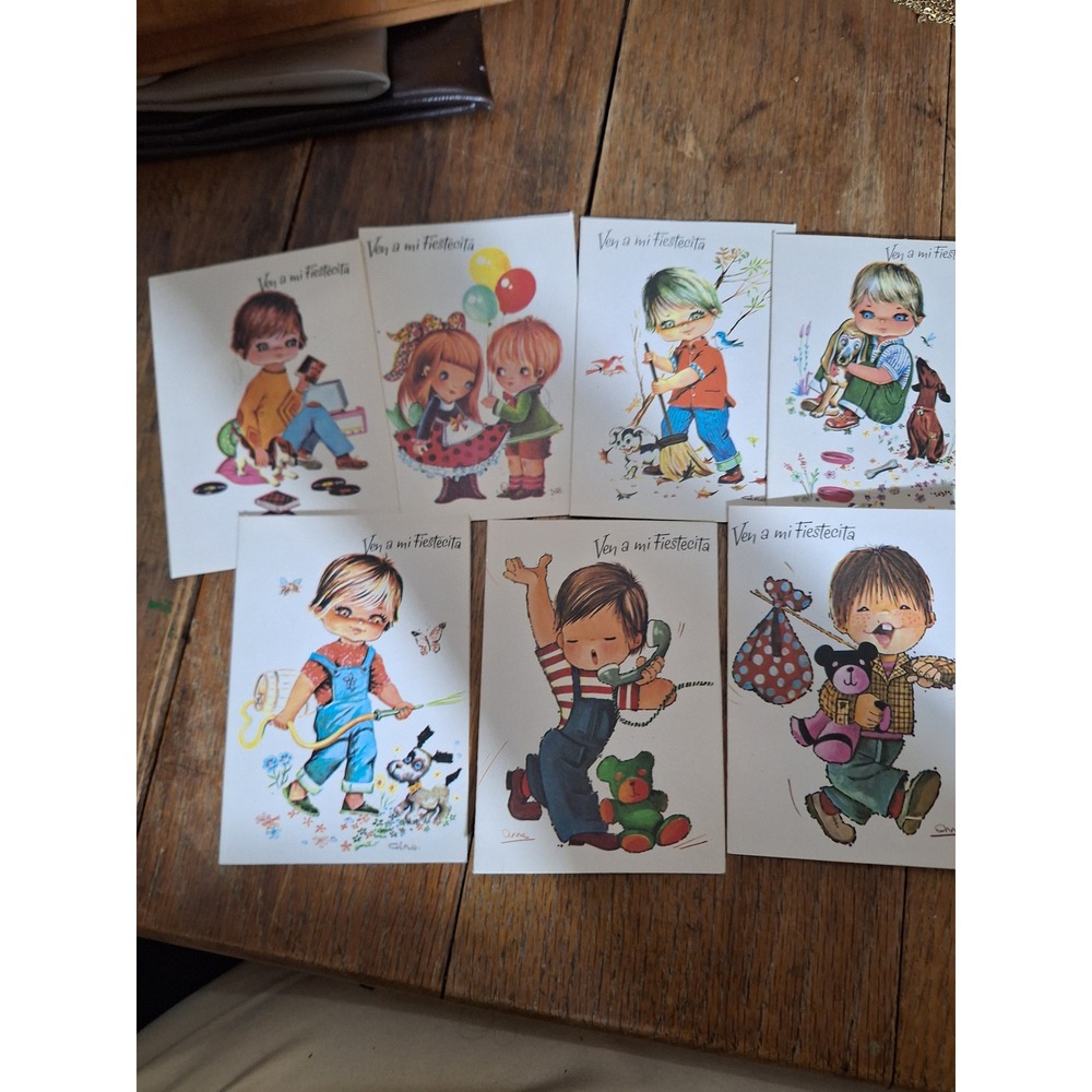 7 Vintage Gina Spanish Birthday Invitations Ven a mi Fiestecita Mid Century Mx - Picture 2 of 4